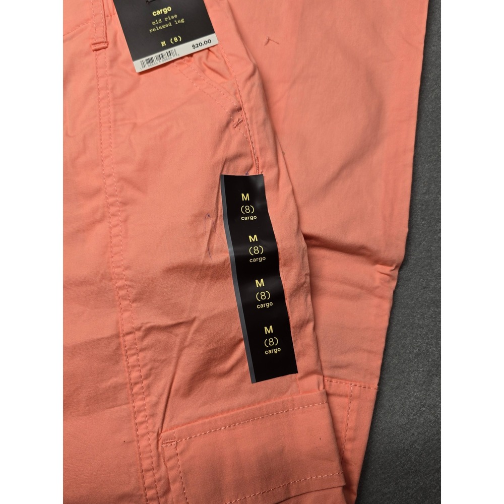 Art Class Girls Coral Orange Cargo Pants Mid Rise Relaxed Leg Size M 8 NWT - Picture 2 of 5